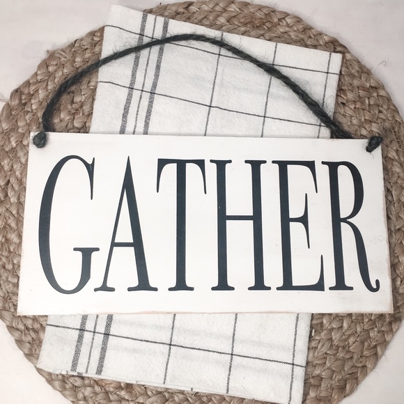 🛒2/$30!🛒  GATHER HANDCRAFTED PAINTED WOOD SIGN - Picture 3 of 5